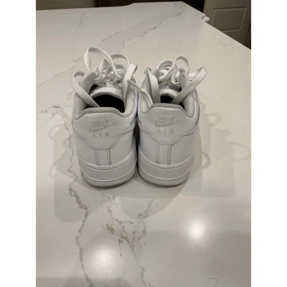 Nike Air Force 1 Low Triple White Leather Sneakers Boys Kids Size 7Y FV5951-111